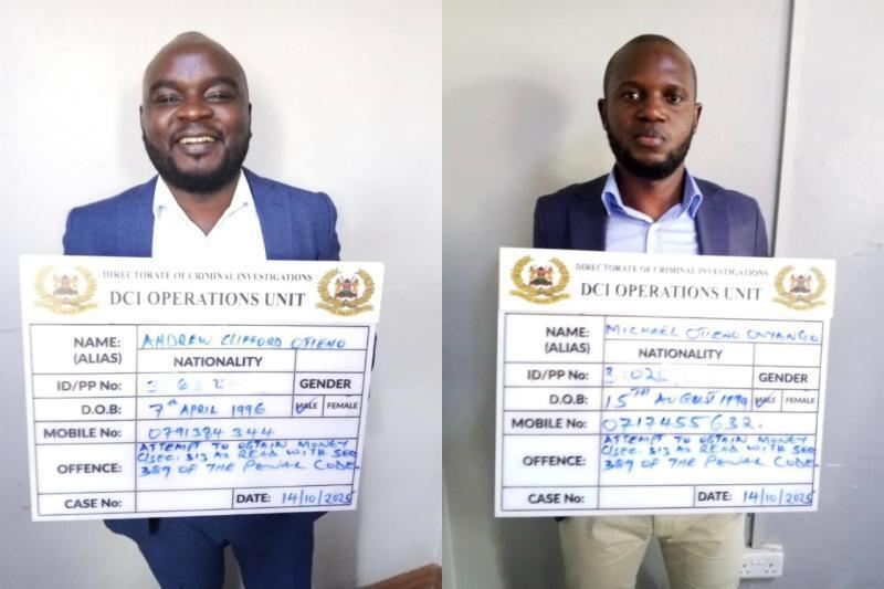 Collage photo of two suspected gold scammers.